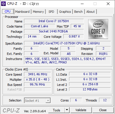 screenshot of CPU-Z validation for Dump [c1jryy] - Submitted by  Anonymous  - 2024-04-19 07:08:12