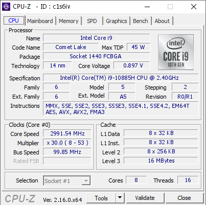 screenshot of CPU-Z validation for Dump [c1s6iv] - Submitted by  DESKTOP-78RUQIL  - 2025-07-06 14:44:41