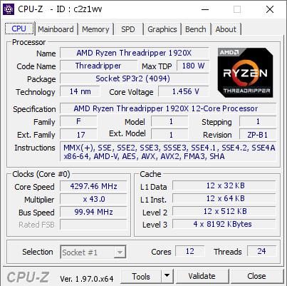 screenshot of CPU-Z validation for Dump [c2z1wv] - Submitted by  Anonymous  - 2021-10-13 04:56:06