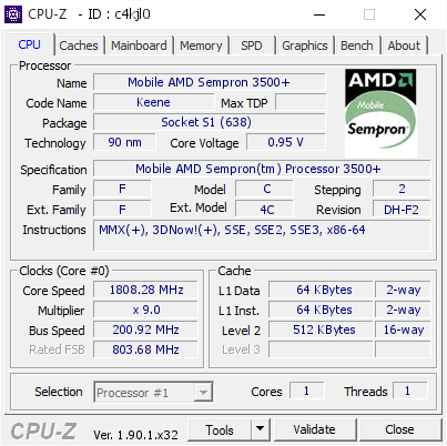 screenshot of CPU-Z validation for Dump [c4kjl0] - Submitted by  PC-PC  - 2019-11-18 21:40:16