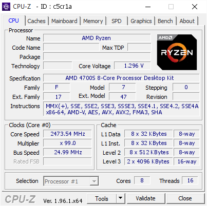 screenshot of CPU-Z validation for Dump [c5cr1a] - Submitted by  Anonymous  - 2021-08-18 10:14:47