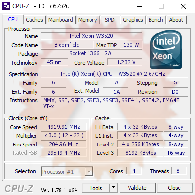 screenshot of CPU-Z validation for Dump [c67p2u] - Submitted by  MONSTER  - 2016-11-30 00:02:36