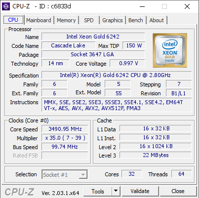 screenshot of CPU-Z validation for Dump [c6833d] - Submitted by  Anonymous  - 2023-01-13 15:55:59