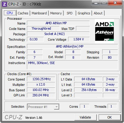 screenshot of CPU-Z validation for Dump [c780dz] - Submitted by  Old Mark  - 2013-08-31 02:08:33