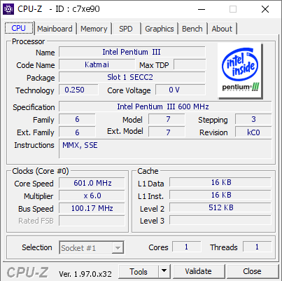 screenshot of CPU-Z validation for Dump [c7xe90] - Submitted by  SZROT  - 2021-09-18 22:06:12