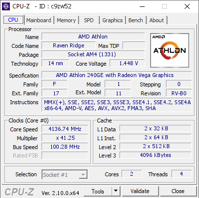 screenshot of CPU-Z validation for Dump [c9zw52] - Submitted by  VINSTER777  - 2024-08-05 17:50:09