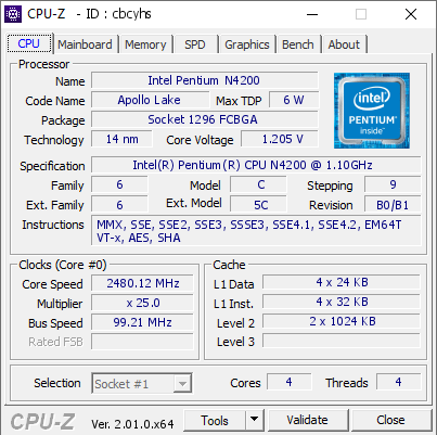 screenshot of CPU-Z validation for Dump [cbcyhs] - Submitted by  DESKTOP-AKKSOO0  - 2022-06-27 16:42:04