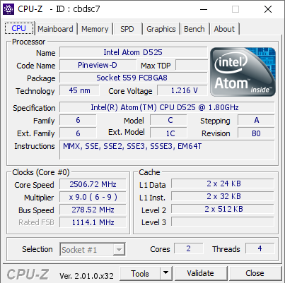 screenshot of CPU-Z validation for Dump [cbdsc7] - Submitted by  klopcha  - 2022-05-09 05:43:56
