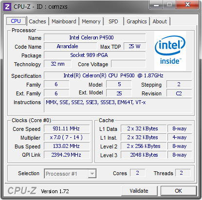 screenshot of CPU-Z validation for Dump [cemzxs] - Submitted by  UNKNOWN-PC  - 2015-04-11 00:04:13