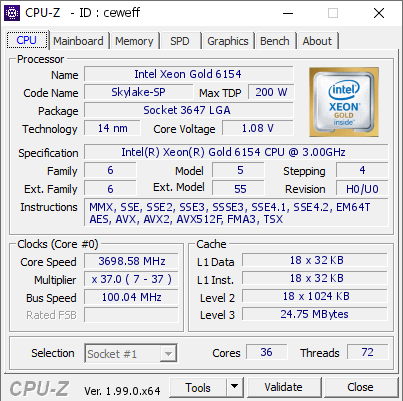 screenshot of CPU-Z validation for Dump [ceweff] - Submitted by  DESKTOP-GU5L9FF  - 2022-01-25 06:58:24