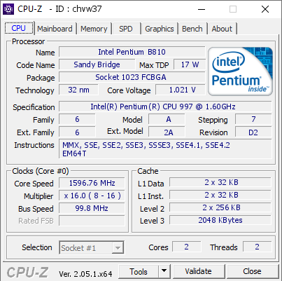 screenshot of CPU-Z validation for Dump [chvw37] - Submitted by  BRI-NOTEBOOK  - 2023-08-29 13:56:20