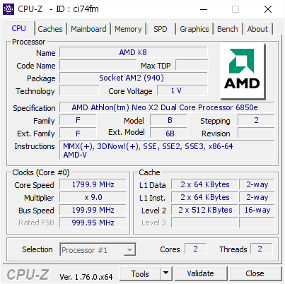screenshot of CPU-Z validation for Dump [ci74fm] - Submitted by  ZINO  - 2016-07-12 16:10:03