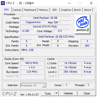 screenshot of CPU-Z validation for Dump [ci8dp4] - Submitted by  liqmet  - 2021-06-18 17:43:29