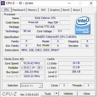 screenshot of CPU-Z validation for Dump [cjrwsx] - Submitted by  mrmouse  - 2022-06-12 11:24:30