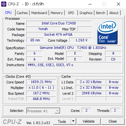 screenshot of CPU-Z validation for Dump [ckfy9h] - Submitted by  GIULIANA  - 2020-07-21 22:13:16