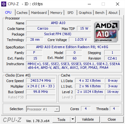 screenshot of CPU-Z validation for Dump [ckktps] - Submitted by  DESKTOP-DLM4OBO  - 2017-04-09 00:05:12