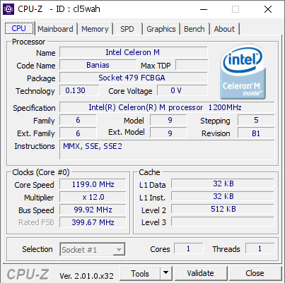 screenshot of CPU-Z validation for Dump [cl5wah] - Submitted by  Xhoba  - 2022-04-29 18:55:30