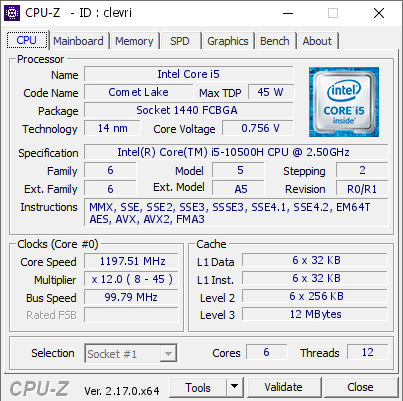 screenshot of CPU-Z validation for Dump [clevri] - Submitted by  ADMINISTRATOR  - 2025-11-15 20:09:57