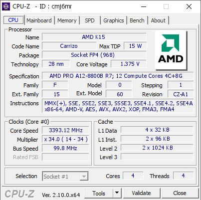screenshot of CPU-Z validation for Dump [cmj6mr] - Submitted by  DESKTOP-200000  - 2024-08-08 21:10:56