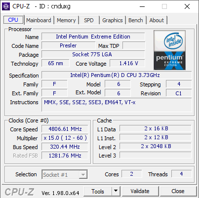 screenshot of CPU-Z validation for Dump [cnduxg] - Submitted by  WIN-QTHB5I4SNJH  - 2021-12-25 13:07:01
