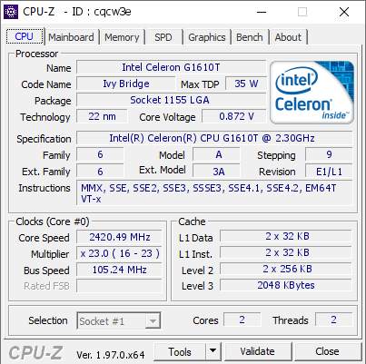 screenshot of CPU-Z validation for Dump [cqcw3e] - Submitted by  sNQ  - 2021-10-04 21:11:40