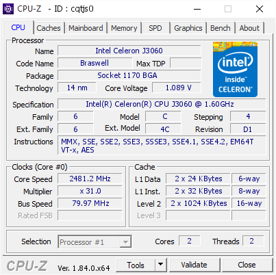 screenshot of CPU-Z validation for Dump [cqtjs0] - Submitted by  CALYPSO  - 2018-03-26 19:01:32