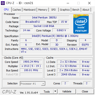 screenshot of CPU-Z validation for Dump [cszv21] - Submitted by  DESKTOP-H7V5HK0  - 2020-04-10 22:30:38