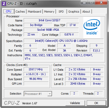 screenshot of CPU-Z validation for Dump [cu0qah] - Submitted by  6WMHYKBT6GAIPQD  - 2013-11-27 07:11:23