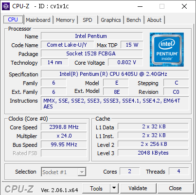 screenshot of CPU-Z validation for Dump [cv1v1c] - Submitted by  GAUTHAM-PC  - 2023-07-25 15:16:53