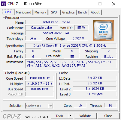 screenshot of CPU-Z validation for Dump [cx8thn] - Submitted by  GDS001  - 2023-03-16 08:28:07