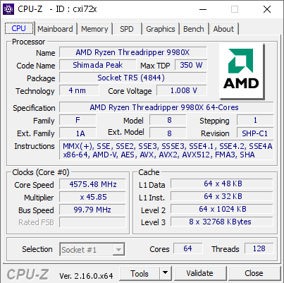 screenshot of CPU-Z validation for Dump [cxi72x] - Submitted by  Anonymous  - 2025-12-25 12:03:22