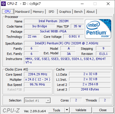 screenshot of CPU-Z validation for Dump [cy8gx7] - Submitted by  PPP  - 2024-04-28 10:29:42
