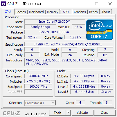 screenshot of CPU-Z validation for Dump [czecuu] - Submitted by  Anonymous  - 2020-08-23 23:41:41