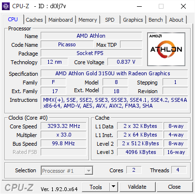 screenshot of CPU-Z validation for Dump [d0lj7v] - Submitted by  Anonymous  - 2020-06-09 11:17:50
