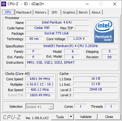screenshot of CPU-Z validation for Dump [d2ap2n] - Submitted by  pabloscrosati  - 2024-03-24 03:04:45