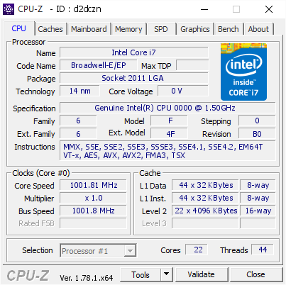 screenshot of CPU-Z validation for Dump [d2dczn] - Submitted by  Anonymous  - 2016-12-11 12:09:35
