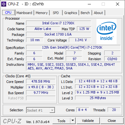 screenshot of CPU-Z validation for Dump [d2vrhb] - Submitted by  Anonymous  - 2021-11-11 12:08:48