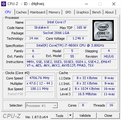 screenshot of CPU-Z validation for Dump [d4phwq] - Submitted by  Anonymous  - 2018-12-11 12:14:14