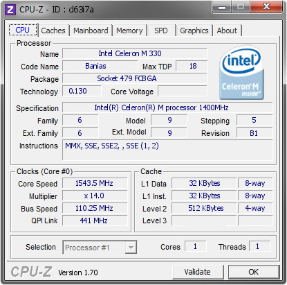 screenshot of CPU-Z validation for Dump [d63i7a] - Submitted by  BOGDANIC  - 2014-10-02 18:10:57