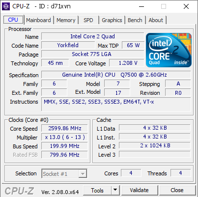 screenshot of CPU-Z validation for Dump [d71xvn] - Submitted by  CrazyBubba64  - 2024-05-26 15:56:15