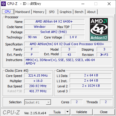 screenshot of CPU-Z validation for Dump [d85bvy] - Submitted by  HOME-PC  - 2025-04-25 13:09:47