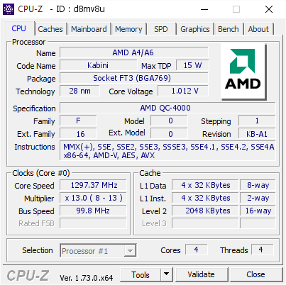 screenshot of CPU-Z validation for Dump [d8mv8u] - Submitted by  LENOVO-PC  - 2015-10-17 20:14:35