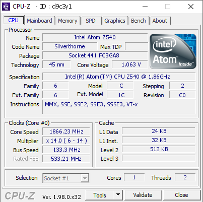 screenshot of CPU-Z validation for Dump [d9c3y1] - Submitted by  HD-VAIO  - 2021-12-18 02:31:24