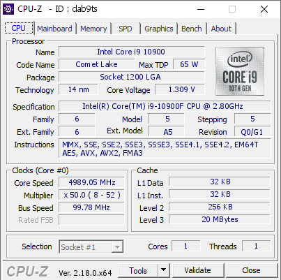 screenshot of CPU-Z validation for Dump [dab9ts] - Submitted by  Anonymous  - 2026-01-13 15:07:13