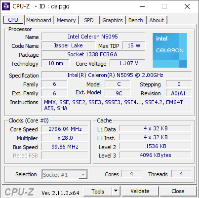 screenshot of CPU-Z validation for Dump [dalpgq] - Submitted by  DESKTOP-DAS85NL  - 2024-11-02 11:19:12