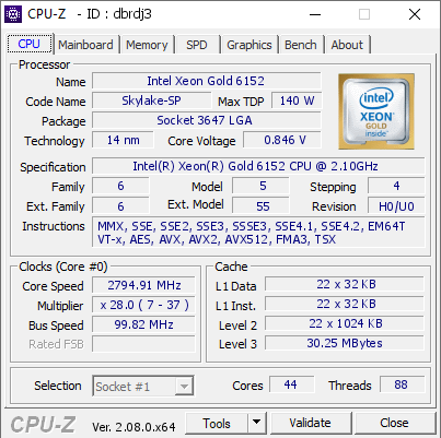 screenshot of CPU-Z validation for Dump [dbrdj3] - Submitted by  Anonymous  - 2023-11-04 15:48:34