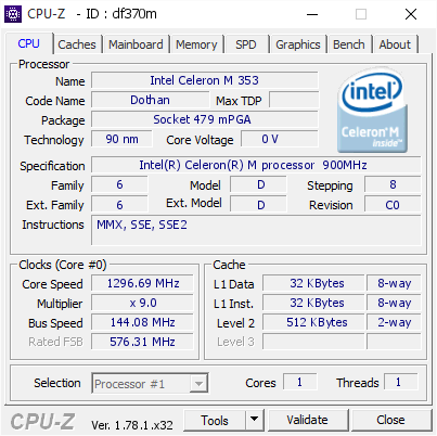 screenshot of CPU-Z validation for Dump [df370m] - Submitted by  fxj19770  - 2017-03-25 09:05:46