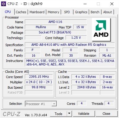 screenshot of CPU-Z validation for Dump [dg9sh9] - Submitted by  GBEN  - 2015-09-24 02:55:46