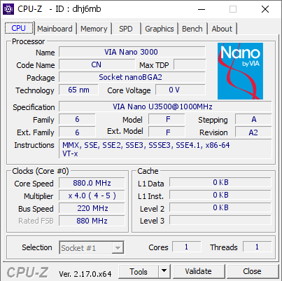 screenshot of CPU-Z validation for Dump [dhj6mb] - Submitted by  MobilePaq  - 2026-09-18 13:49:56