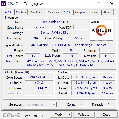 screenshot of CPU-Z validation for Dump [dj6g4w] - Submitted by  DESKTOP-5FFDUGF  - 2021-06-22 10:25:24